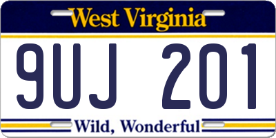 WV license plate 9UJ201