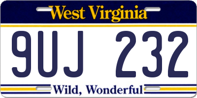 WV license plate 9UJ232