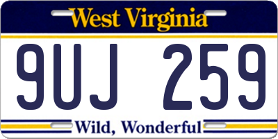 WV license plate 9UJ259