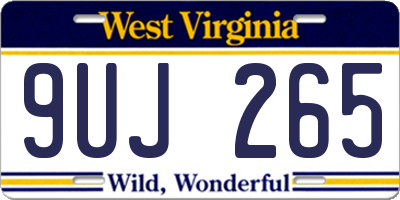 WV license plate 9UJ265