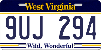 WV license plate 9UJ294