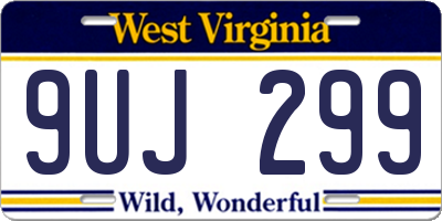 WV license plate 9UJ299