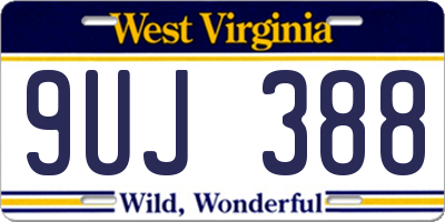 WV license plate 9UJ388