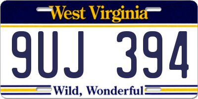 WV license plate 9UJ394