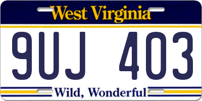 WV license plate 9UJ403