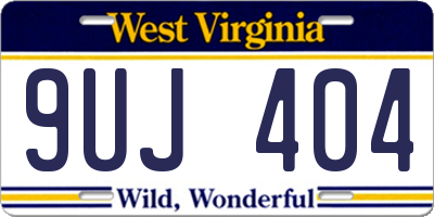 WV license plate 9UJ404