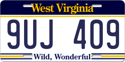 WV license plate 9UJ409
