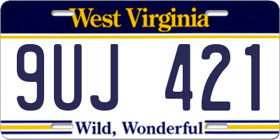 WV license plate 9UJ421