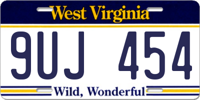 WV license plate 9UJ454