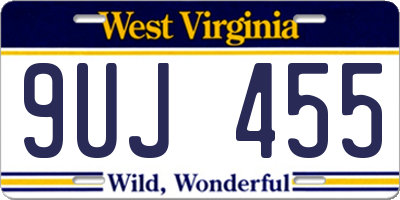 WV license plate 9UJ455