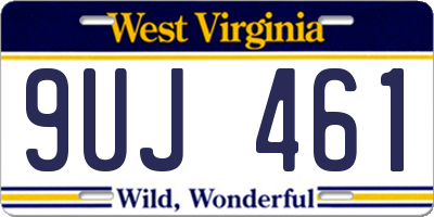 WV license plate 9UJ461