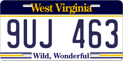 WV license plate 9UJ463