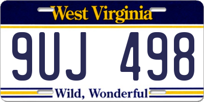 WV license plate 9UJ498