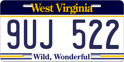WV license plate 9UJ522