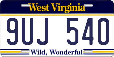 WV license plate 9UJ540
