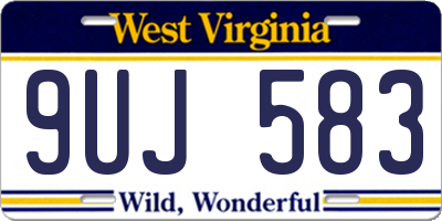 WV license plate 9UJ583