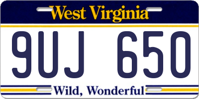 WV license plate 9UJ650