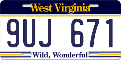 WV license plate 9UJ671
