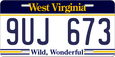 WV license plate 9UJ673