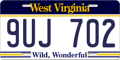 WV license plate 9UJ702