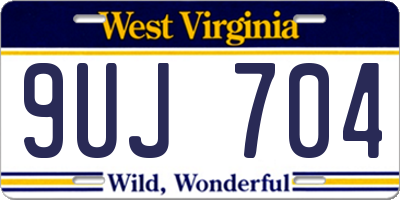WV license plate 9UJ704