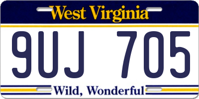 WV license plate 9UJ705