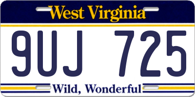 WV license plate 9UJ725