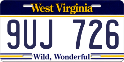 WV license plate 9UJ726