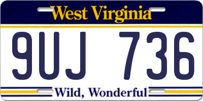 WV license plate 9UJ736