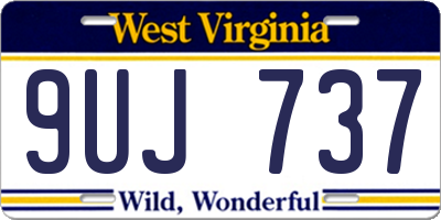 WV license plate 9UJ737