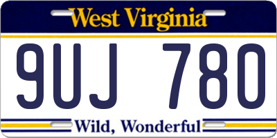 WV license plate 9UJ780