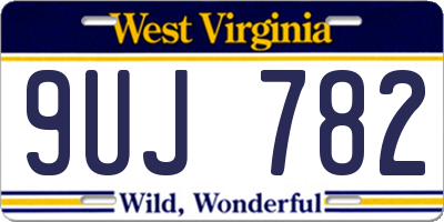 WV license plate 9UJ782