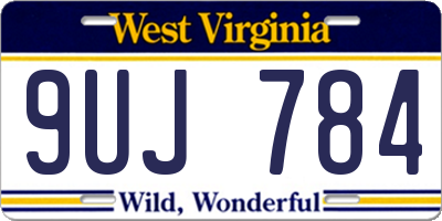 WV license plate 9UJ784