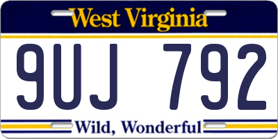 WV license plate 9UJ792