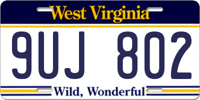 WV license plate 9UJ802
