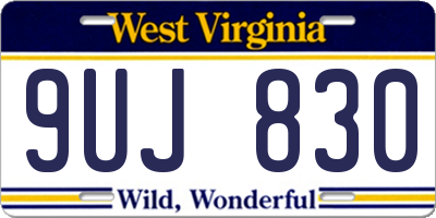 WV license plate 9UJ830