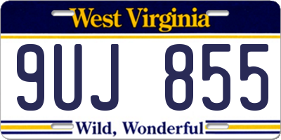 WV license plate 9UJ855