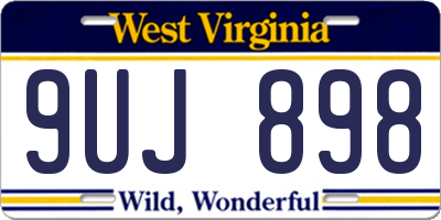 WV license plate 9UJ898