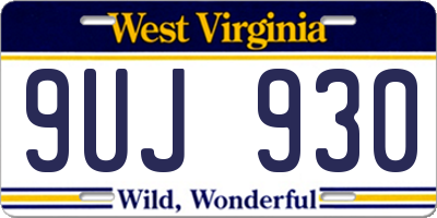 WV license plate 9UJ930