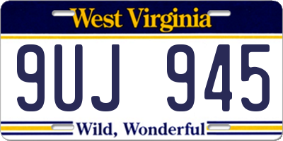 WV license plate 9UJ945