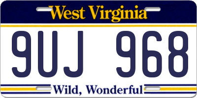 WV license plate 9UJ968