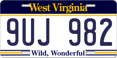 WV license plate 9UJ982