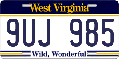 WV license plate 9UJ985