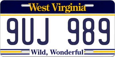 WV license plate 9UJ989