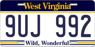 WV license plate 9UJ992