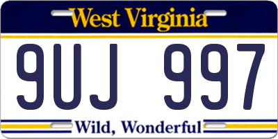 WV license plate 9UJ997