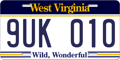 WV license plate 9UK010