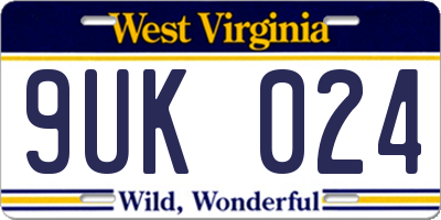 WV license plate 9UK024