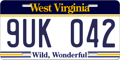 WV license plate 9UK042
