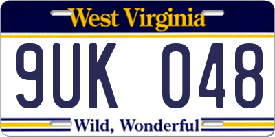 WV license plate 9UK048
